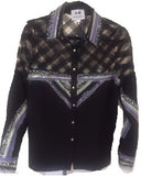 Purple Silk Black Top - Eurockk.com
