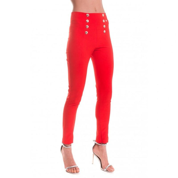Coral Fitted Red Pants - Eurockk.com