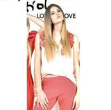 Coral and White Patches Floral Top - Eurockk.com