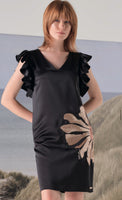 Ruffled Black Satin Dress