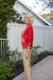 Red and Camel Vneck Sweater