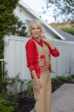 Red and Camel Vneck Sweater