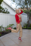 Red and Camel Vneck Sweater