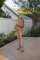 Camel and Red Tweed Crop Jacket