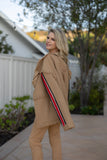 Camel and Red Tweed Crop Jacket