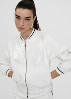 White Sequinned Zippered Jacket