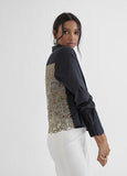 Black Blouse with Gold mesh lace Back