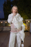 White Faux Fur Wool and Cashmere Shawl