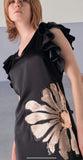 Ruffled Black Satin Dress