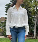 White Studded Blouse with Ruffle