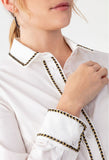 White and gold Embellished  Shirt