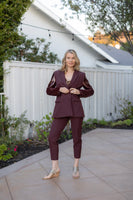 Bordeaux Blazer with Sequinned Sleeves