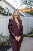 Bordeaux Blazer with Sequinned Sleeves