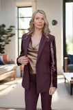 Bordeaux Blazer with Sequinned Sleeves