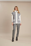 Grey  Wool Vest With White Fur Collar