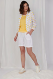 White and Yellow Lace Summer Twinset Cardigan