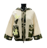 Army Lime and Beige Knit Jacket