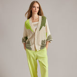 Lime and Beige Knit Cardigan