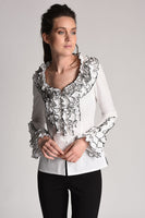 Ruffle black and white blouse - Eurockk.com