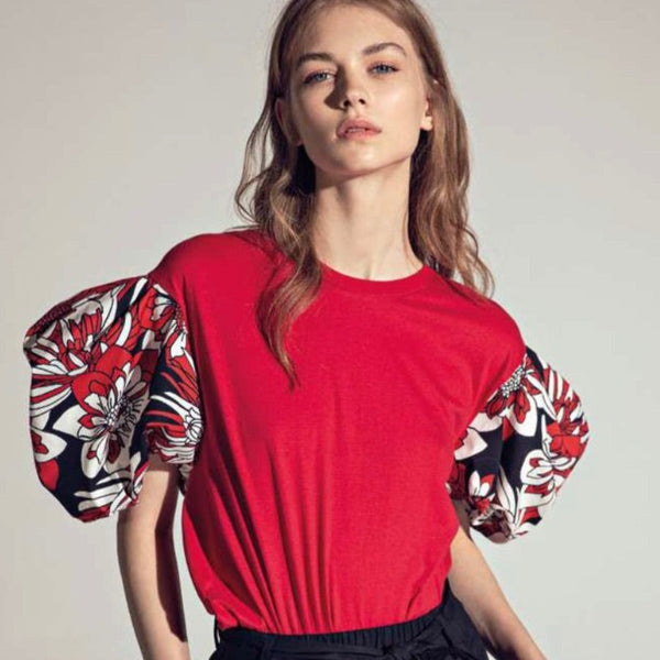 Poofy Sleeves Red t-shirt - Eurockk.com