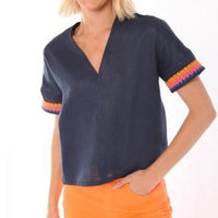 Navy Blue Linen Shirt - Eurockk.com