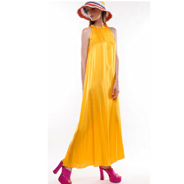 Orange Yellow Satin Dress - Eurockk.com