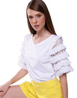 Cotton and Lace  Stretch T-shirt - Eurockk.com