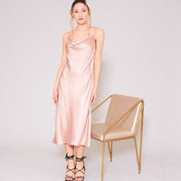 Pink Dust Rose Satin Dress - Eurockk.com