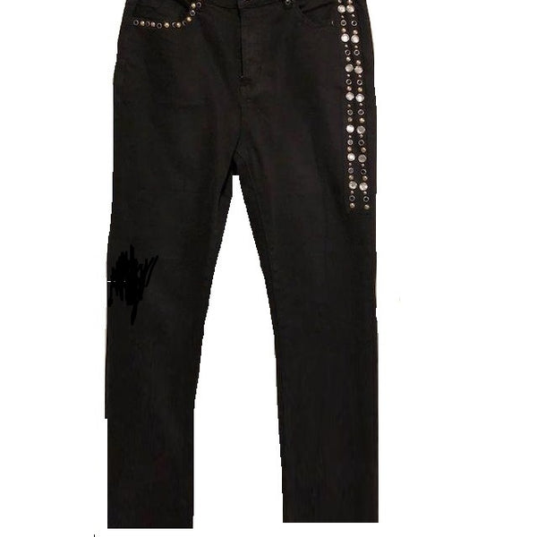 Decorate Studded Black Jeans - Eurockk.com
