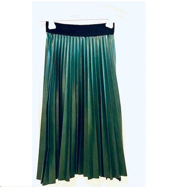Forestie Leather Pleated Skirt | Eurockk.com