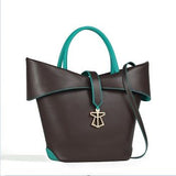 Bellini Purple Trimmed Lady Brown Leather Handbag - Eurockk.com