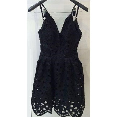 Laser Cut Black Dress