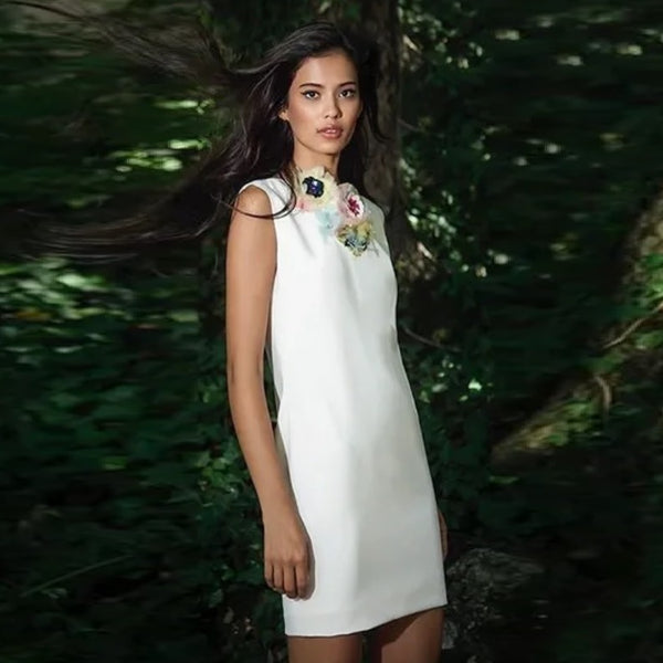 Flowerly Tulle White Dress - Eurockk.com