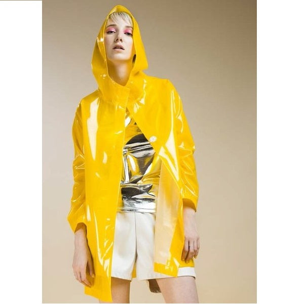 Stefania Mara STMA All in Yellow Plastic Trench Coat | Eurockk.com
