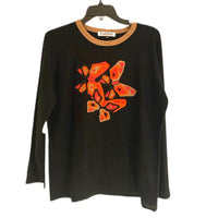 Orange Leaves Black Sweater - Eurockk.com