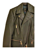 Green Military Leather Jacket - Eurockk.com