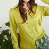 Neon Green Satin Shirt - Eurockk.com