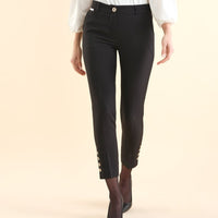 Buttonned Slim Black Pants - Eurockk.com