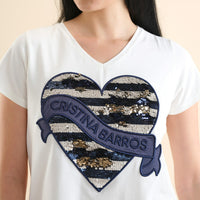 Embellished Heart T-shirt - Eurockk.com