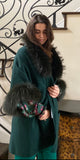 Green Olive Luxe Wool and Fox Fur Jacket - Eurockk.com